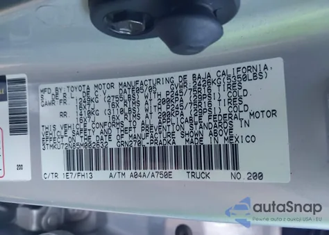2005 Toyota Tacoma Prerunner V6 from USA, damaged, VIN 3TMKU72N85M002632
